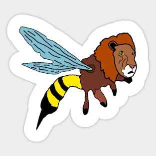 drawing scary lion bee Sticker